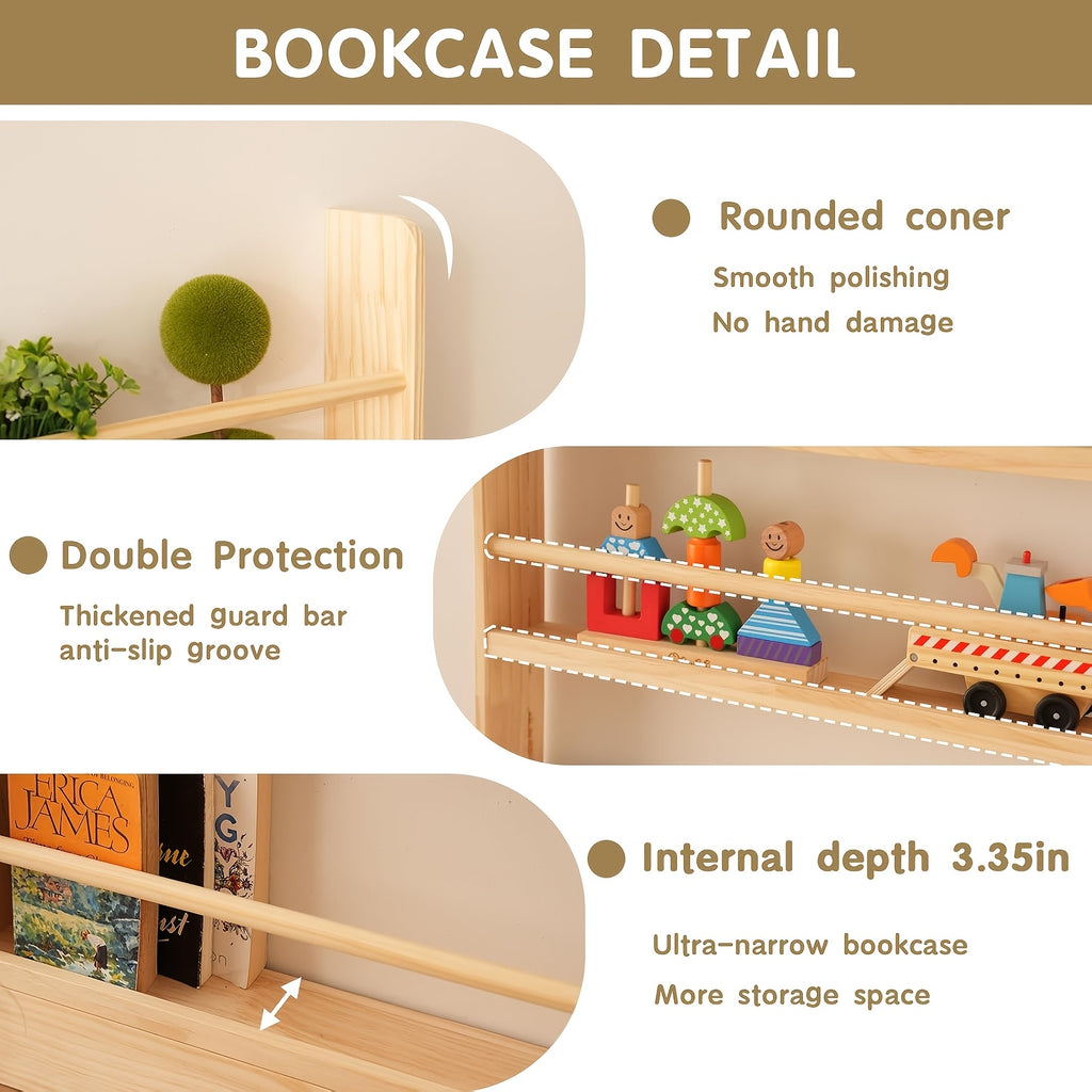 3\u002F4 Layer Bookshelf Behind The Door, Wooden Bookshelf Behind The Door, Space-saving Storybook Storage And Organization Rack