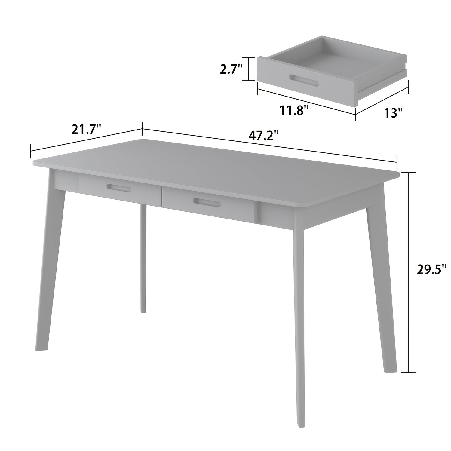 Modern Office Desk Computer Desk Writing Wood Desk Study Work Desk, With 2 Drawer, Suitable For Study Or Office, Equipped With Two Drawers And Four Legs, Easy To Assemble, Minimalist Design