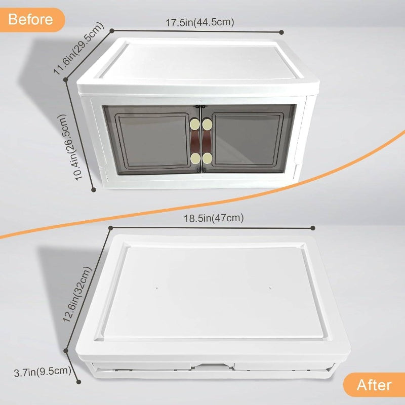 4pcs 140QT Stackable Plastic Storage Bins with Lids and Handles | Foldable Collapsible Closet Organizer with Magnetic and Side Locking, Ideal for Living Room, Office, Garages, Storage Boxes for Organizing