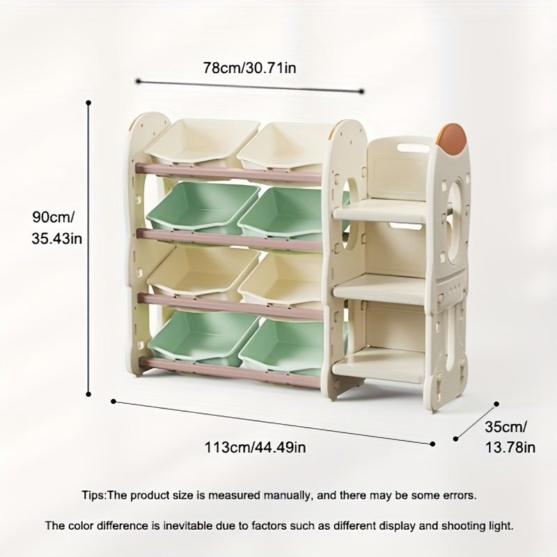 A Large Capacity Storage Cabinet with 8 Storage Boxes, Suitable for Organizing Miscellaneous Items,, Books, And Clothes. It Includes a Bookshelf And Is Easy to Assemble.