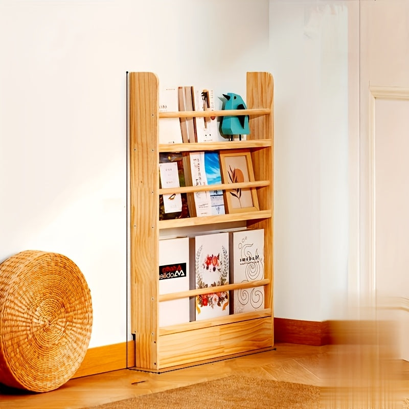 3\u002F4 Layer Bookshelf Behind The Door, Wooden Bookshelf Behind The Door, Space-saving Storybook Storage And Organization Rack