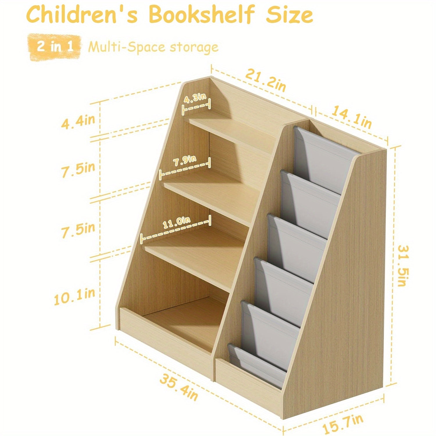 A Four-Level Bookshelf for Kids, a Five-Level Hanging Bookcase for Children, a Storage Unit for Baby Books, an Organizer for Books And Toys, a Display Stand for Books, Ideal for Playrooms, Preschools, Classrooms, Libraries