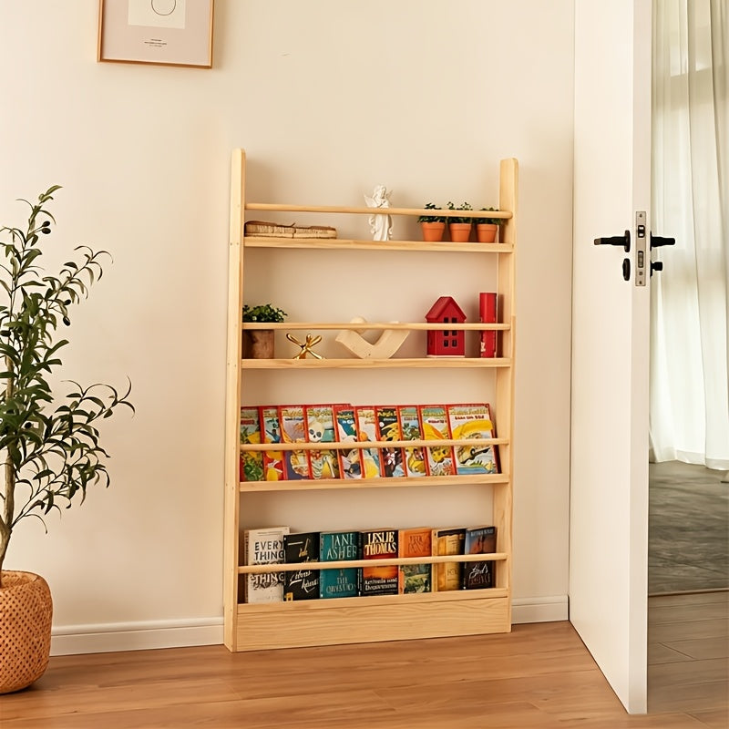 3\u002F4 Layer Bookshelf Behind The Door, Wooden Bookshelf Behind The Door, Space-saving Storybook Storage And Organization Rack
