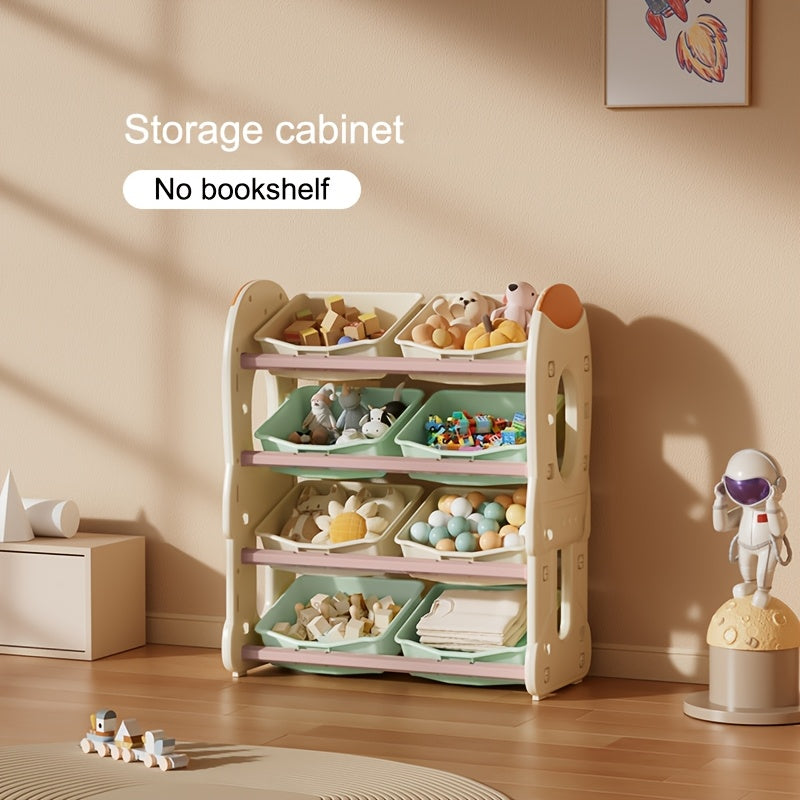 A Large Capacity Storage Cabinet with 8 Storage Boxes, Suitable for Organizing Miscellaneous Items,, Books, And Clothes. It Includes a Bookshelf And Is Easy to Assemble.