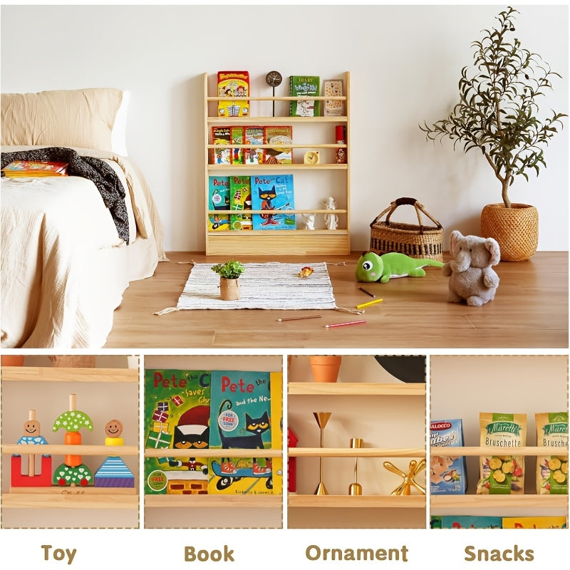 3\u002F4 Layer Bookshelf Behind The Door, Wooden Bookshelf Behind The Door, Space-saving Storybook Storage And Organization Rack