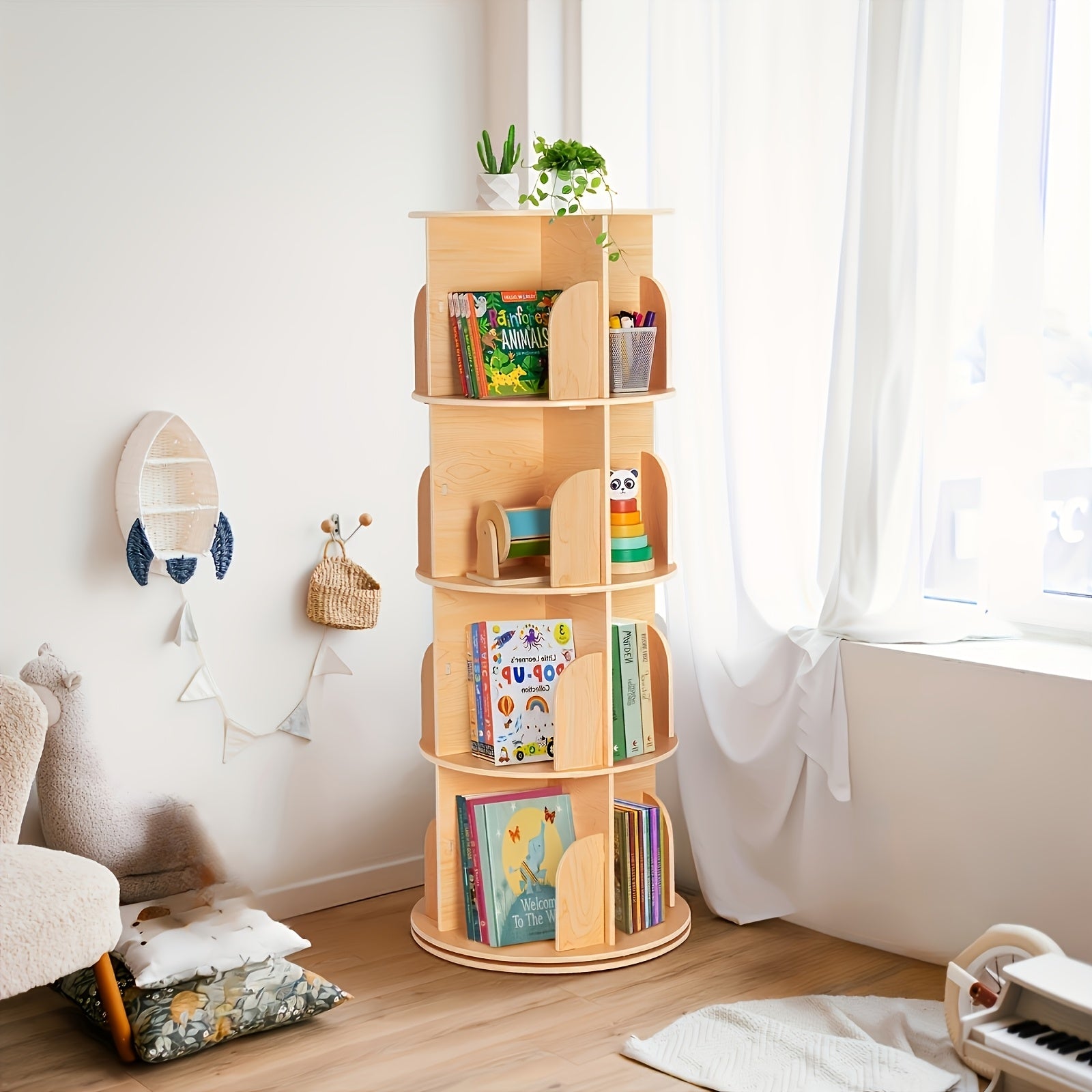 2\u002F3\u002F4-Tier Heavy-Duty Rotating Bookshelf