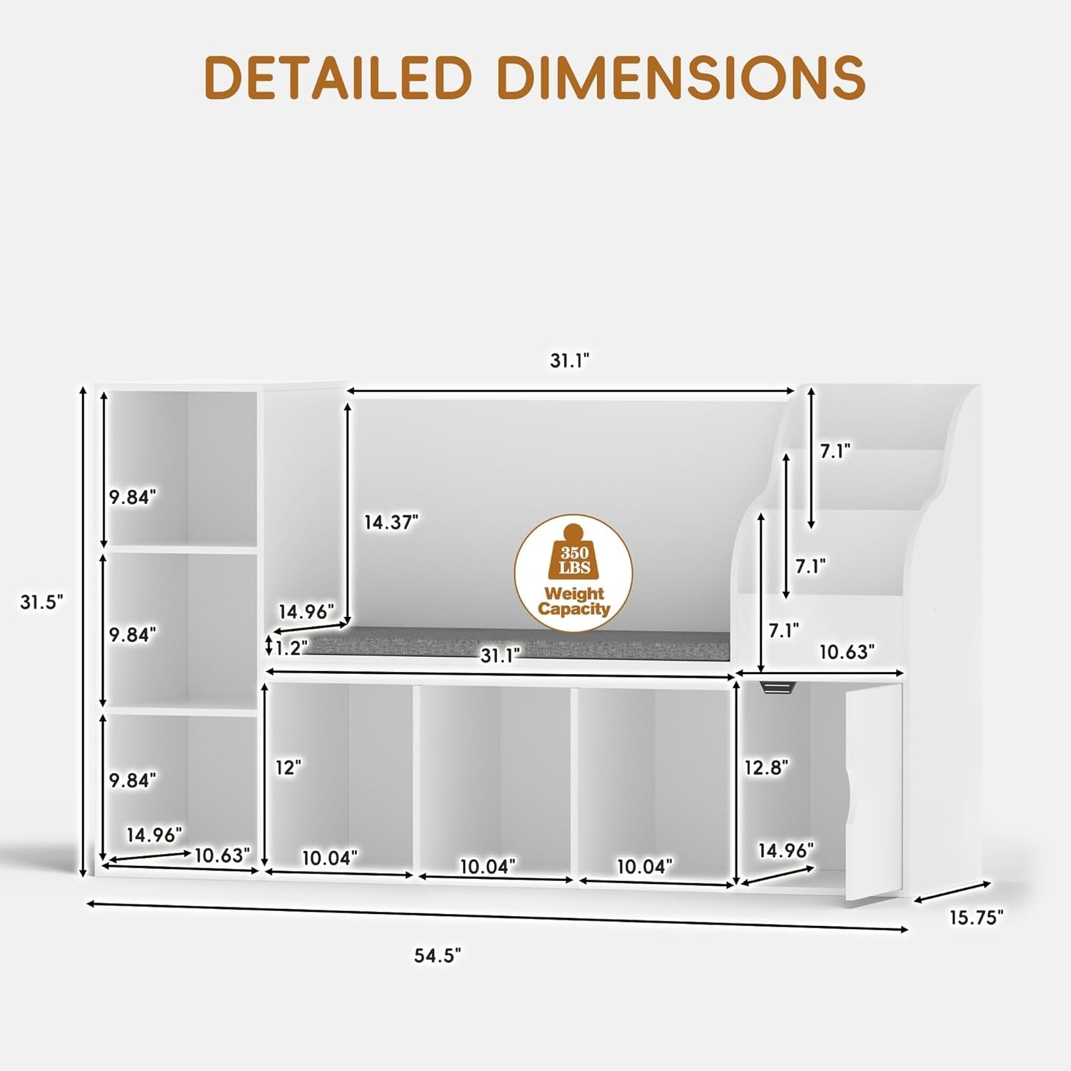 Bookshelf Featuring a Cozy Reading Area, Storage for Toys And Books, a Shelf with a Seat Cushion, And Seven Cubbies for Organizing in a Nursery, Bedroom, Or Playroom. Color: White