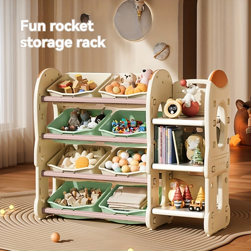 A Large Capacity Storage Cabinet with 8 Storage Boxes, Suitable for Organizing Miscellaneous Items,, Books, And Clothes. It Includes a Bookshelf And Is Easy to Assemble.