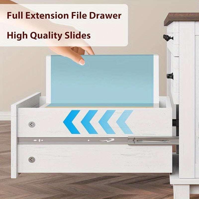 53. 5 Inch Desk with Drawers, Home Office Desk, Executive Desk with Filing Cabinet, Computer Desk for Work, Study, Writing, Suitable for Bedroom, Study, Home Office