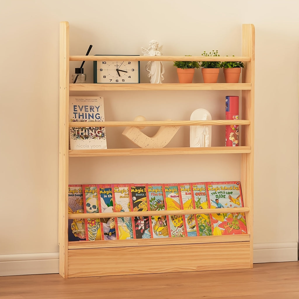 3\u002F4 Layer Bookshelf Behind The Door, Wooden Bookshelf Behind The Door, Space-saving Storybook Storage And Organization Rack