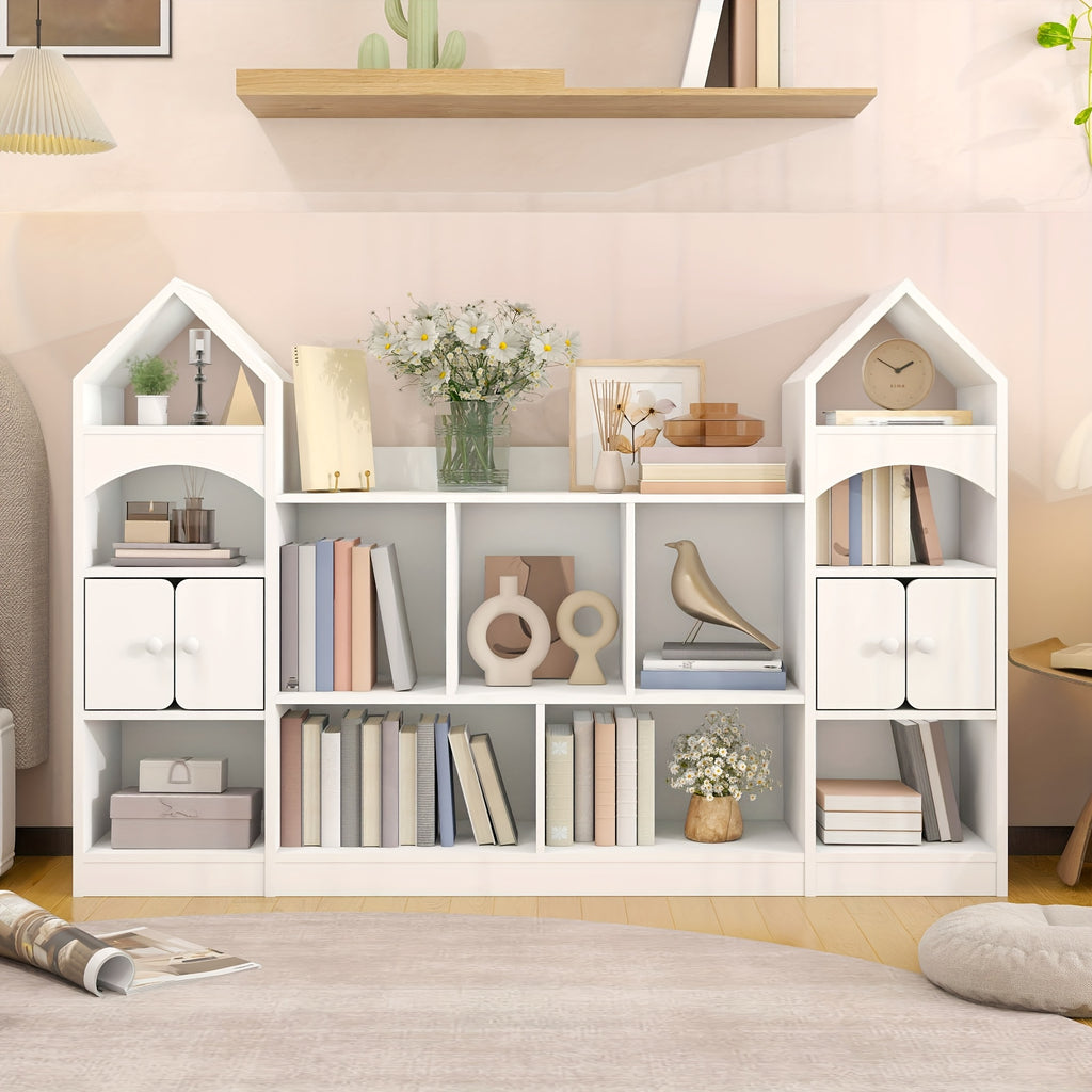 A Storage Cabinet And Bookcase Designed Like a Castle, This Versatile Organizer Shelf Is Perfect for Keeping Books And Everyday Items. Featuring a Magical Castle Design in a Sleek White End