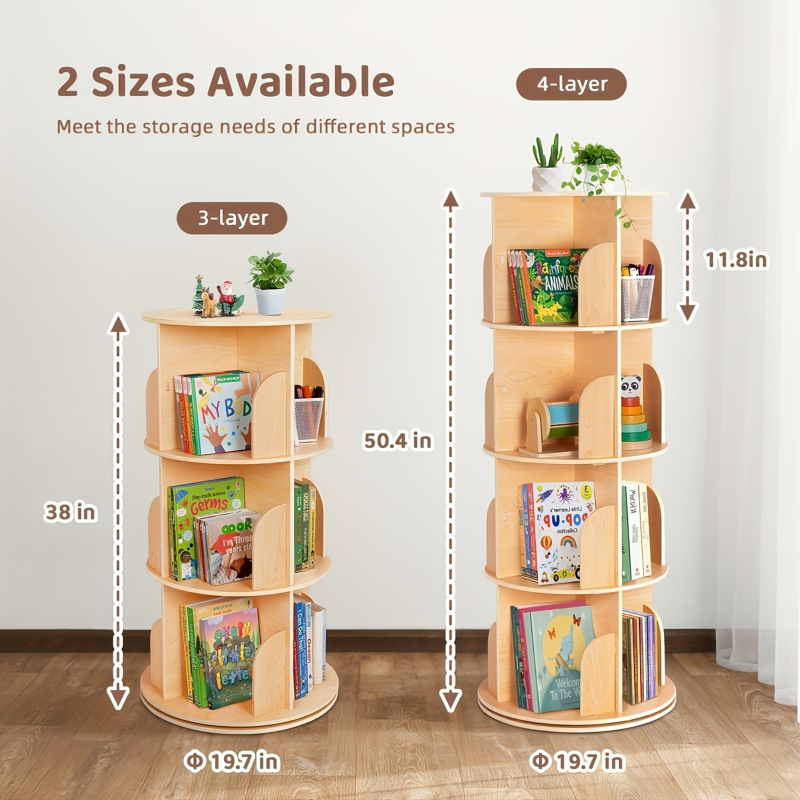 2\u002F3\u002F4-Tier Heavy-Duty Rotating Bookshelf