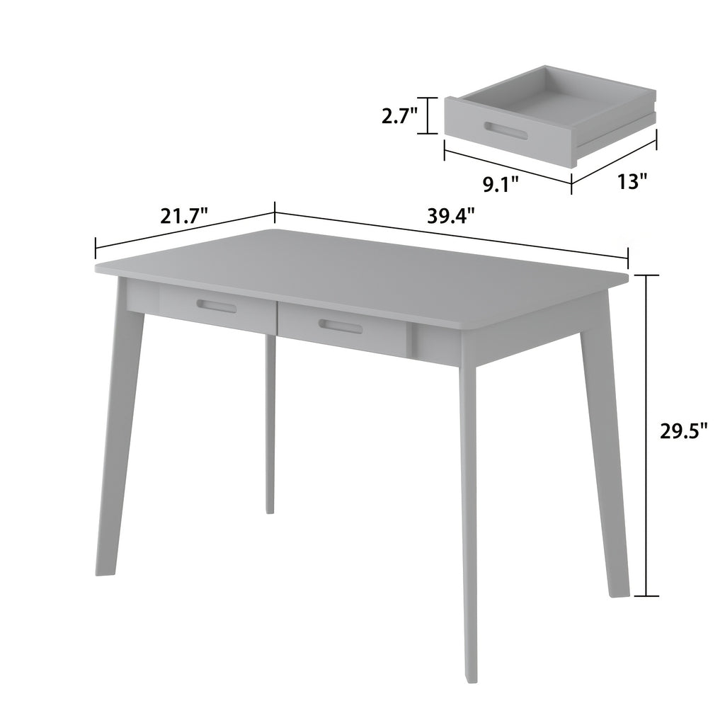 Modern Office Desk Computer Desk Writing Wood Desk Study Work Desk, With 2 Drawer, Suitable For Study Or Office, Equipped With Two Drawers And Four Legs, Easy To Assemble, Minimalist Design