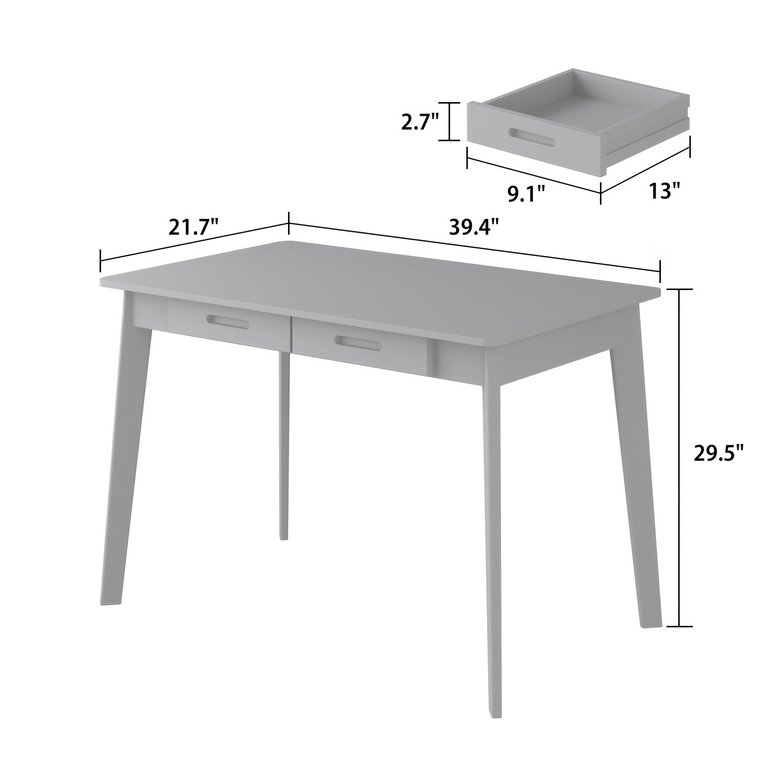 Modern Office Desk Computer Desk Writing Wood Desk Study Work Desk, With 2 Drawer, Suitable For Study Or Office, Equipped With Two Drawers And Four Legs, Easy To Assemble, Minimalist Design