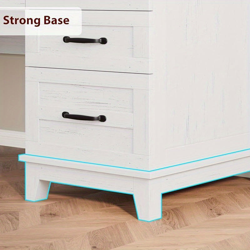 53. 5 Inch Desk with Drawers, Home Office Desk, Executive Desk with Filing Cabinet, Computer Desk for Work, Study, Writing, Suitable for Bedroom, Study, Home Office