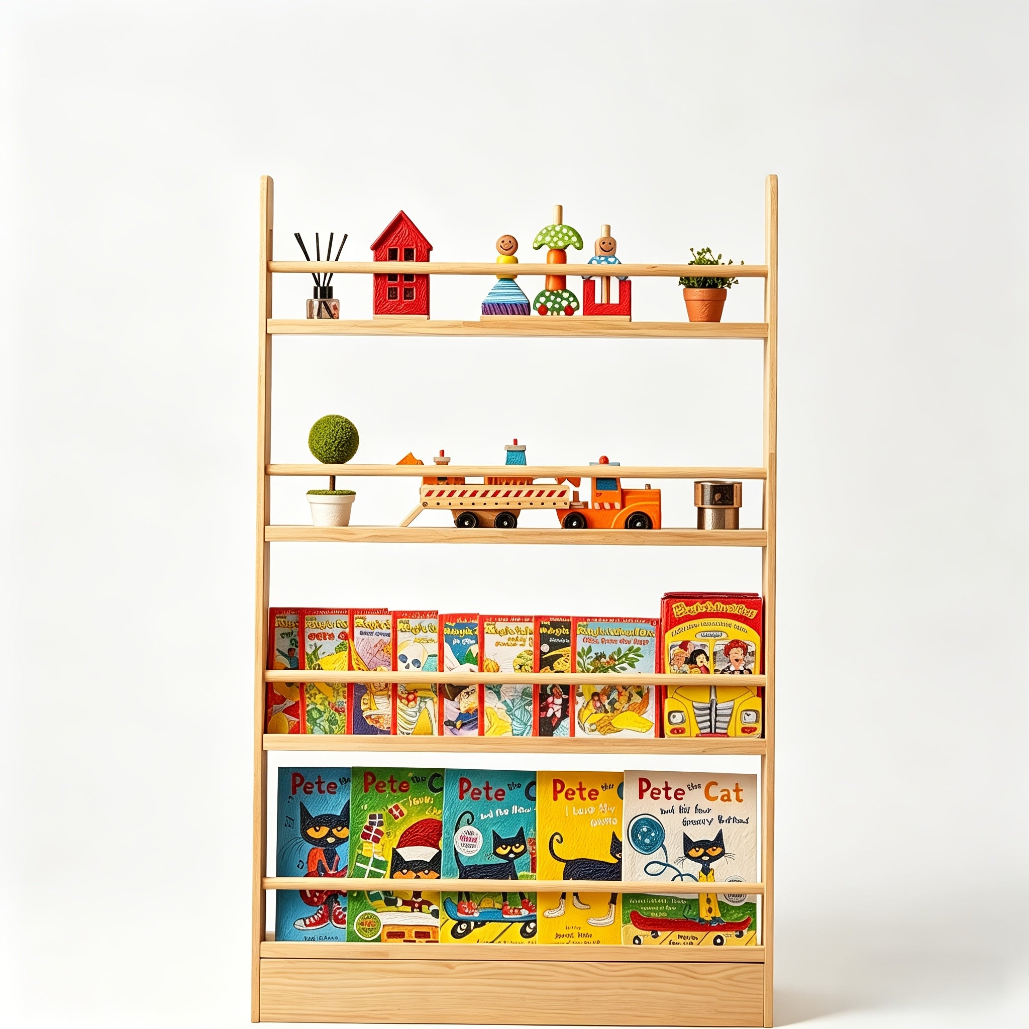 3\u002F4 Layer Bookshelf Behind The Door, Wooden Bookshelf Behind The Door, Space-saving Storybook Storage And Organization Rack