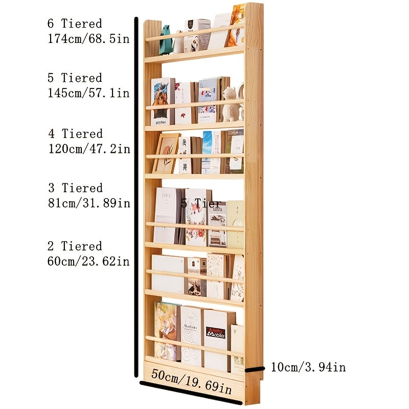 3\u002F4 Layer Bookshelf Behind The Door, Wooden Bookshelf Behind The Door, Space-saving Storybook Storage And Organization Rack