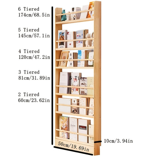3\u002F4 Layer Bookshelf Behind The Door, Wooden Bookshelf Behind The Door, Space-saving Storybook Storage And Organization Rack